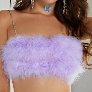 A very beautiful fur crop bandeau with diamanté straps